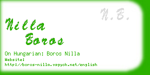 nilla boros business card